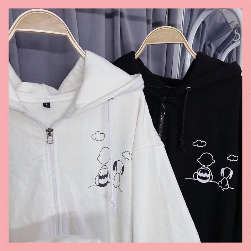 Áo khoác hoodie dây kéo Cậu bé và Cún,Oh No Ulzzang🌵Hodie nữ form rộng vải nỉ chất đẹp rẻ không xù lông BST thu đông