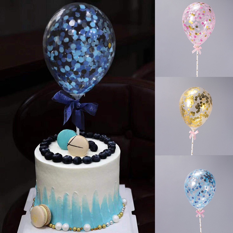 Phụ Kiện Cắm Trang Trí Bánh Kem Sinh Nhật Hình Trái Tim Đính Kim Sa Lấp Lánh Thẻ