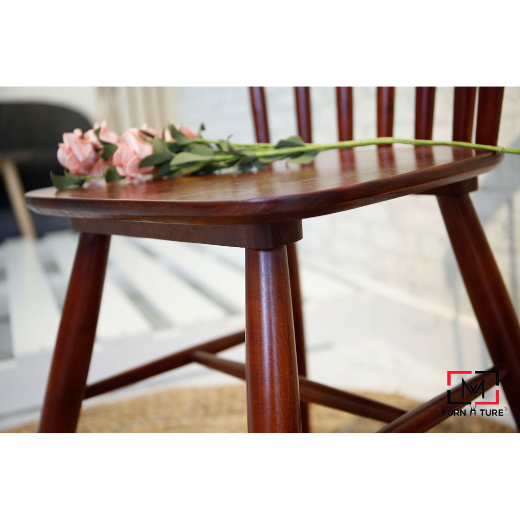 Ghế gỗ 7 nan hàn quốc màu nâu đậm thương hiệu MW FURNITURE - Nội thất căn hộ