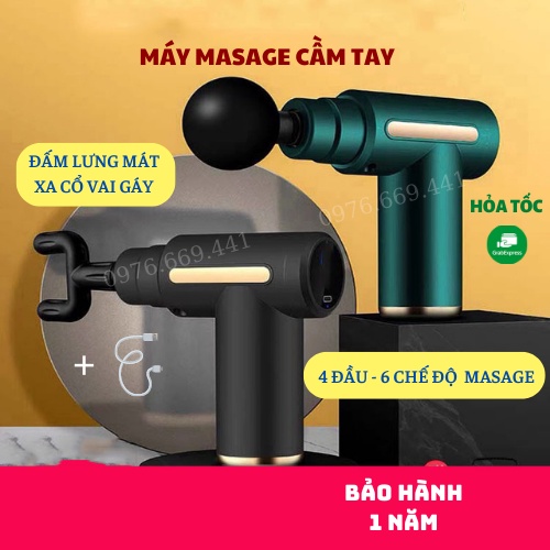 Máy Mát Xa Cầm Tay Súng Massage Cầm Tay Máy Mát Xa Cổ Vai Gáy 6 Cấp Độ Chuyên Sâu Giảm Đau Cơ Gia Dụng Thông Minh ASAKI