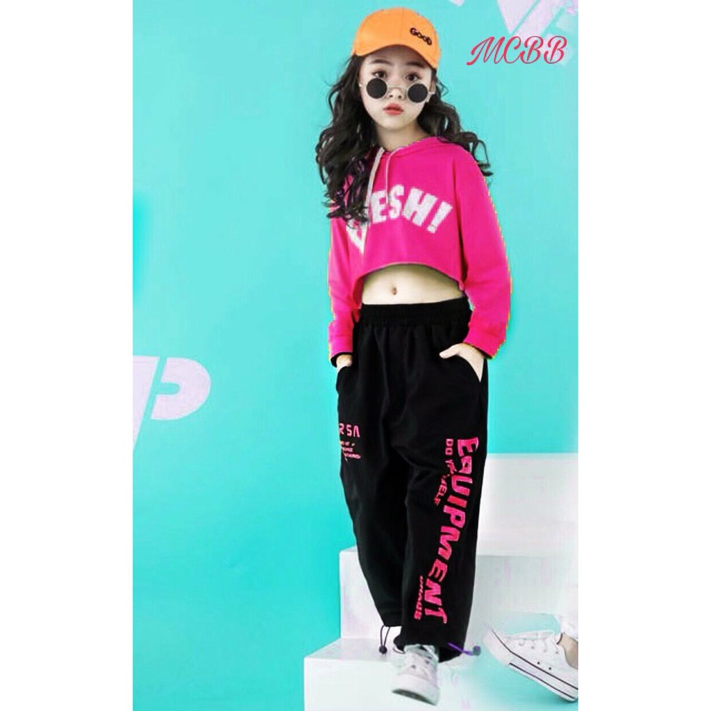 Bộ hip hop bé gái chất thun cotton sang chảnh sành điệu 5 màu phối như hình