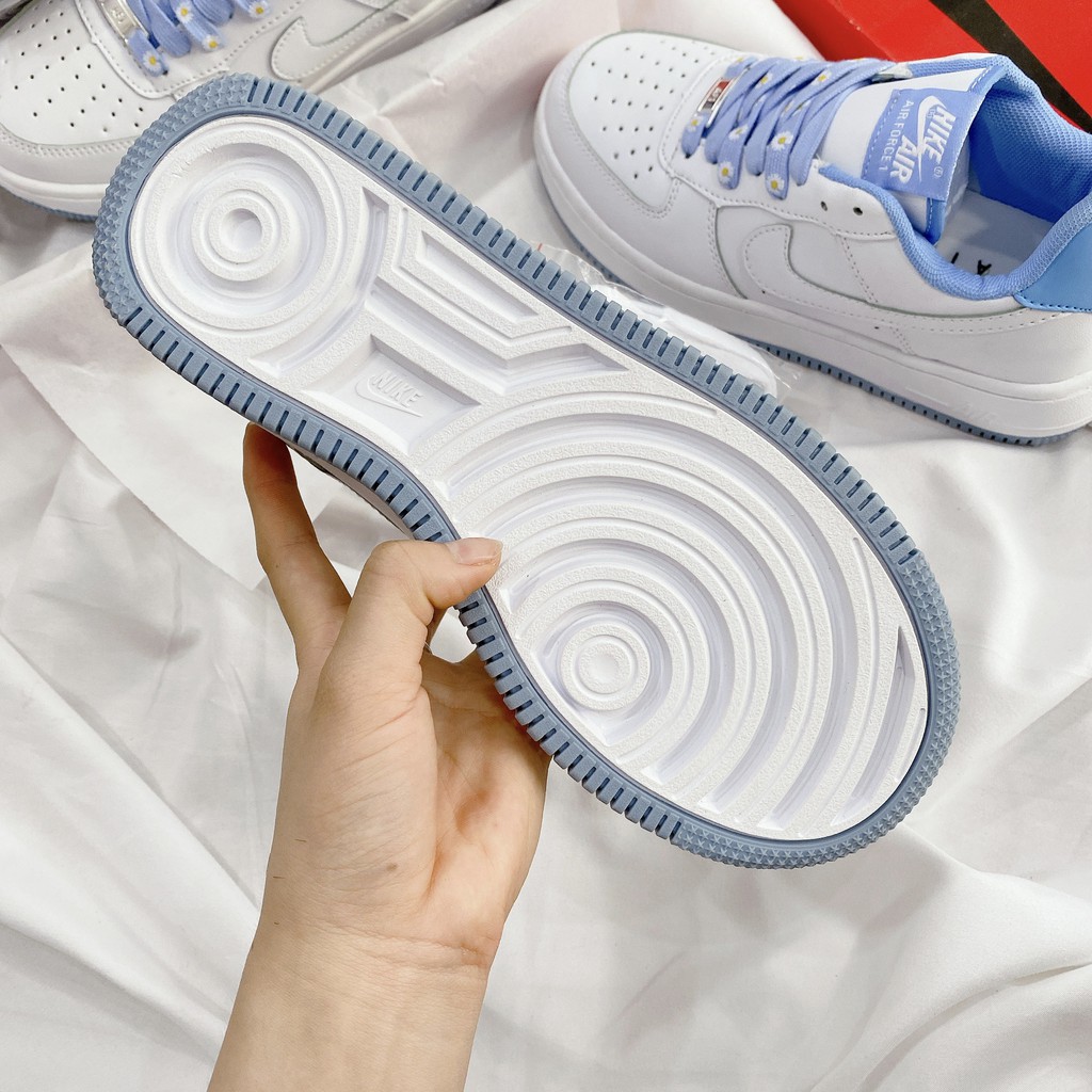 Giày Thẻ Thao Nam Nữ Kiên For Trắng Hoa Cúc Pha Xanh