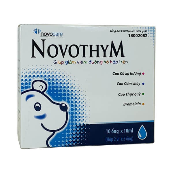Novothym - Hỗ trợ phòng ngừa và giảm tình trạng viêm hô hấp, cảm cúm, giảm ốm vặt (10 ốngx10ml)