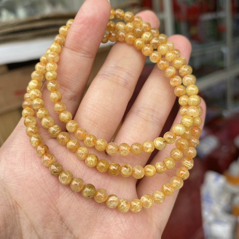 Vòng Tay Nữ Quấn Ba Vòng T.Anh Tóc Màu Vàng Size 3mm