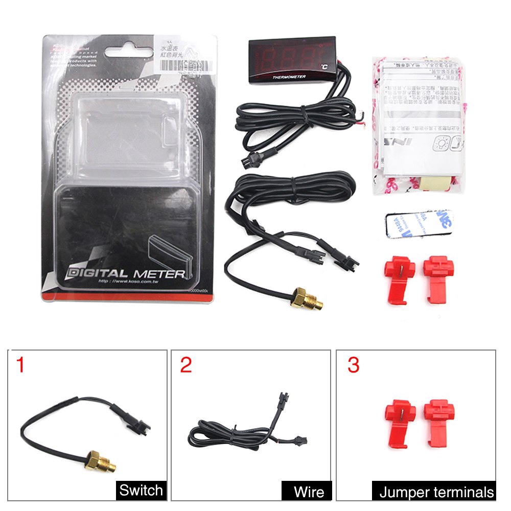 Đồng hồ đo nhiệt độ nước KOSO mini có cảm biến 18mm 22mm dành cho xe mô tô đua Honda Yamaha Suzuki