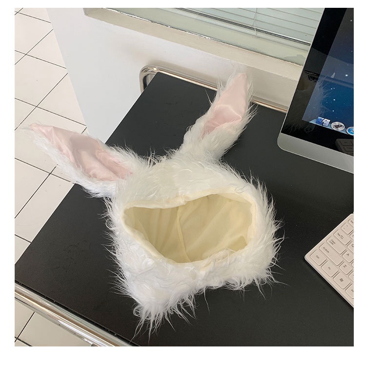 Mũ Trùm Đầu Giữ Ấm Tai Thỏ Dễ Thương