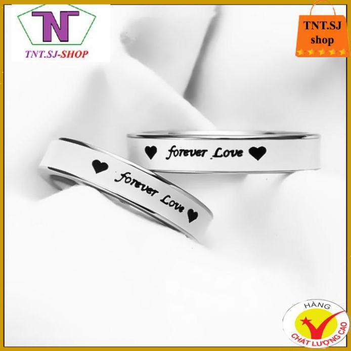 ( HÀNG ĐẸP) NHẪN CẶP FOREVER LOVE INOX SƠN TRẮNG, NHẪN ĐÔI INOX NC013