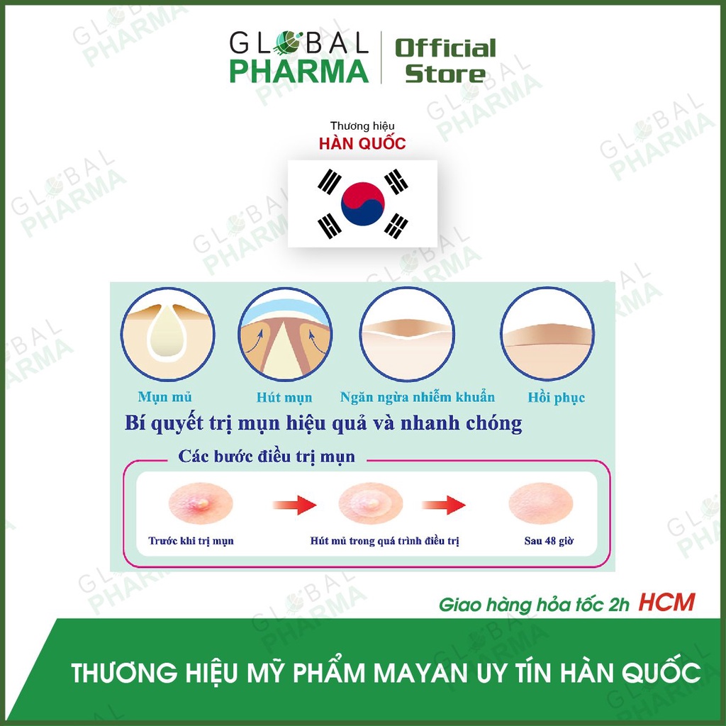 [CHÍNH HÃNG] Miếng dán giảm mụn Hàn Quốc Mayan - hiệu quả trong 48 giờ (Hộp 20M/24M)