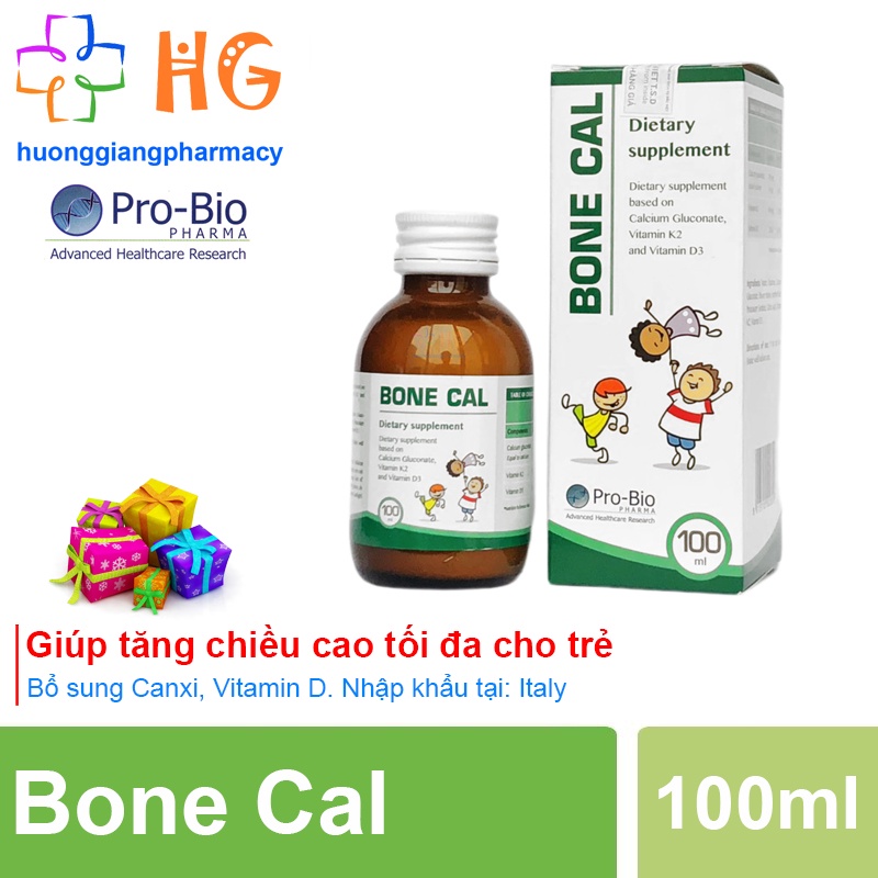 Bone Cal canxi hữu cơ cho bé bổ sung calci vitamin D3K2 giúp tăng chiều cao xương răng chắc khỏe Lọ 100ml