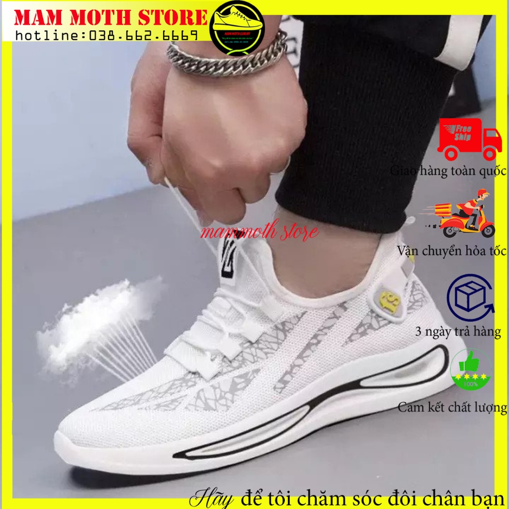 Giày thể thao nam 7L, giày sneaker nam đủ 2 màu đen trắng hàng quảng châu mạnh mẽ khỏe khoắn shop MAMMOTH