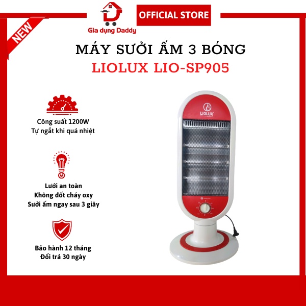 Máy sưởi ấm Liolux LIO-SP905 Công suất 1200W, An toàn cho da, Quạt sưởi ấm phòng ngủ mùa đông, Bảo hành 12 tháng