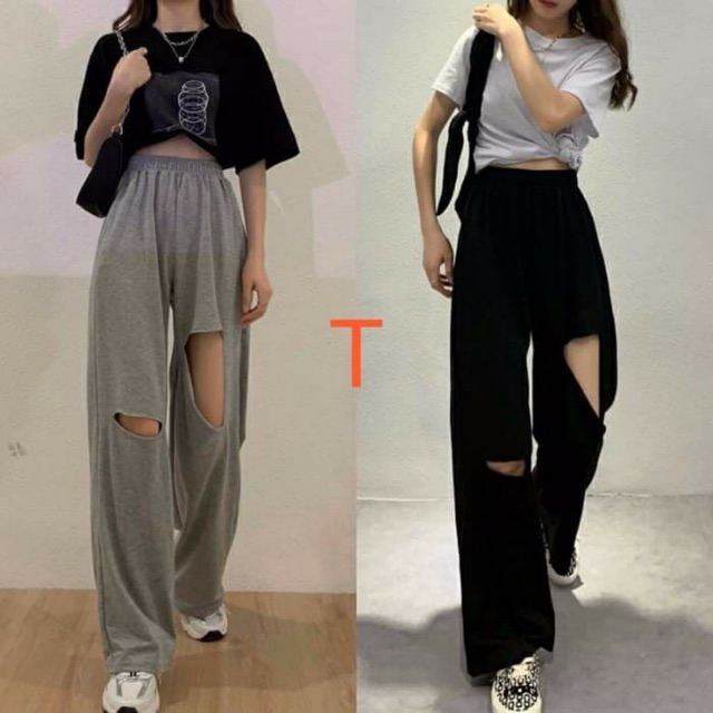 Quần rua gấu rách 2 bên đùi Chất da cá TTC588