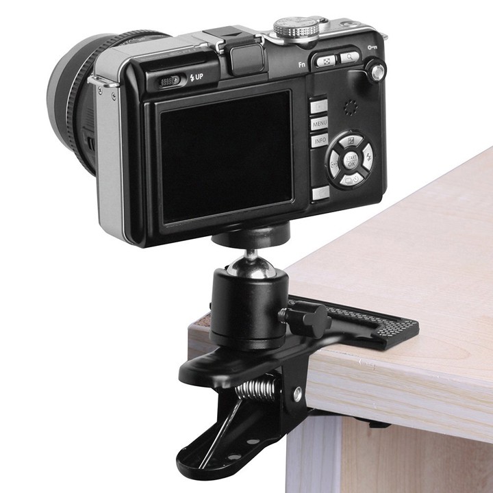 Kẹp nhôm kẹp bàn tripod chân đèn và ball head Q29