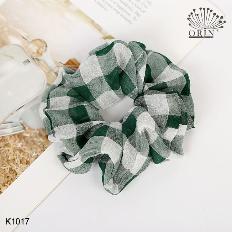 Cột tóc, buộc tóc vải scrunchies sọc caro HOT TREND Orin K1015 K1016 K1017 K1018 K1019 K1020