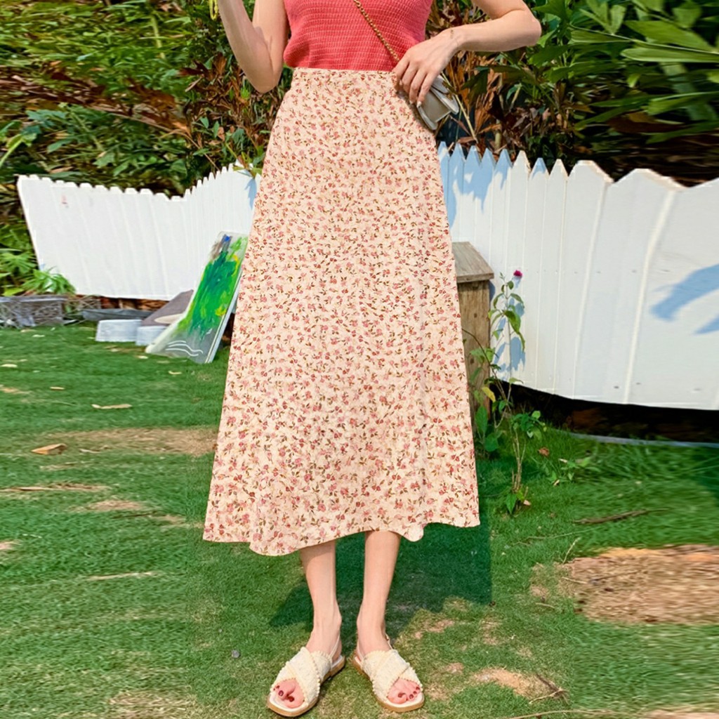 Chân váy hoa nhí Vintage, váy hoa nhí vintage dáng dài CHILLSTYLE V01 | BigBuy360 - bigbuy360.vn