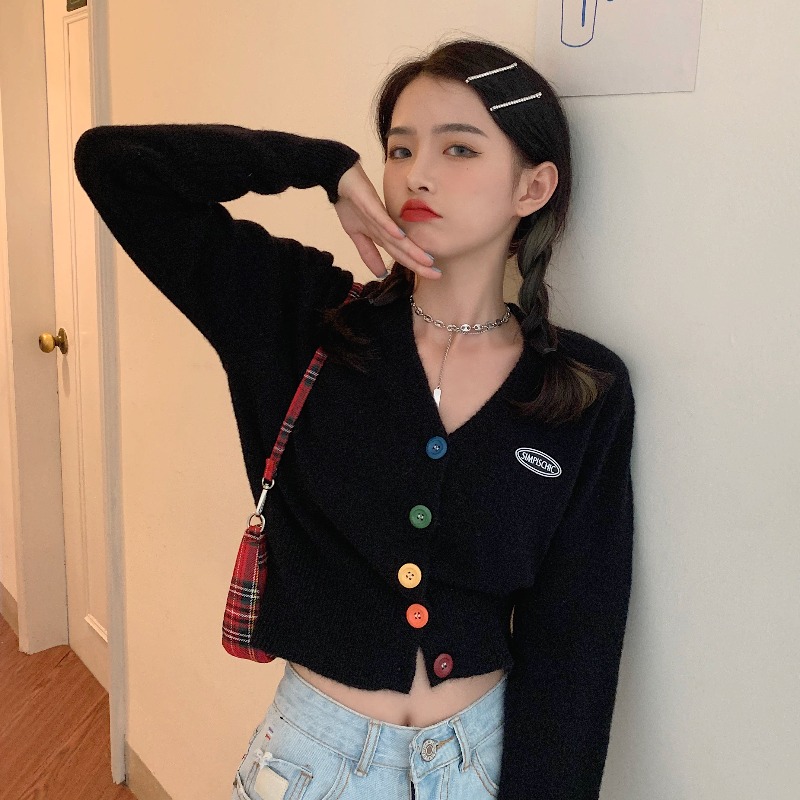 Áo Khoác Cardigan Dài Tay Cổ Chữ V Phối Nút Phong Cách Hàn Quốc 7285 | BigBuy360 - bigbuy360.vn