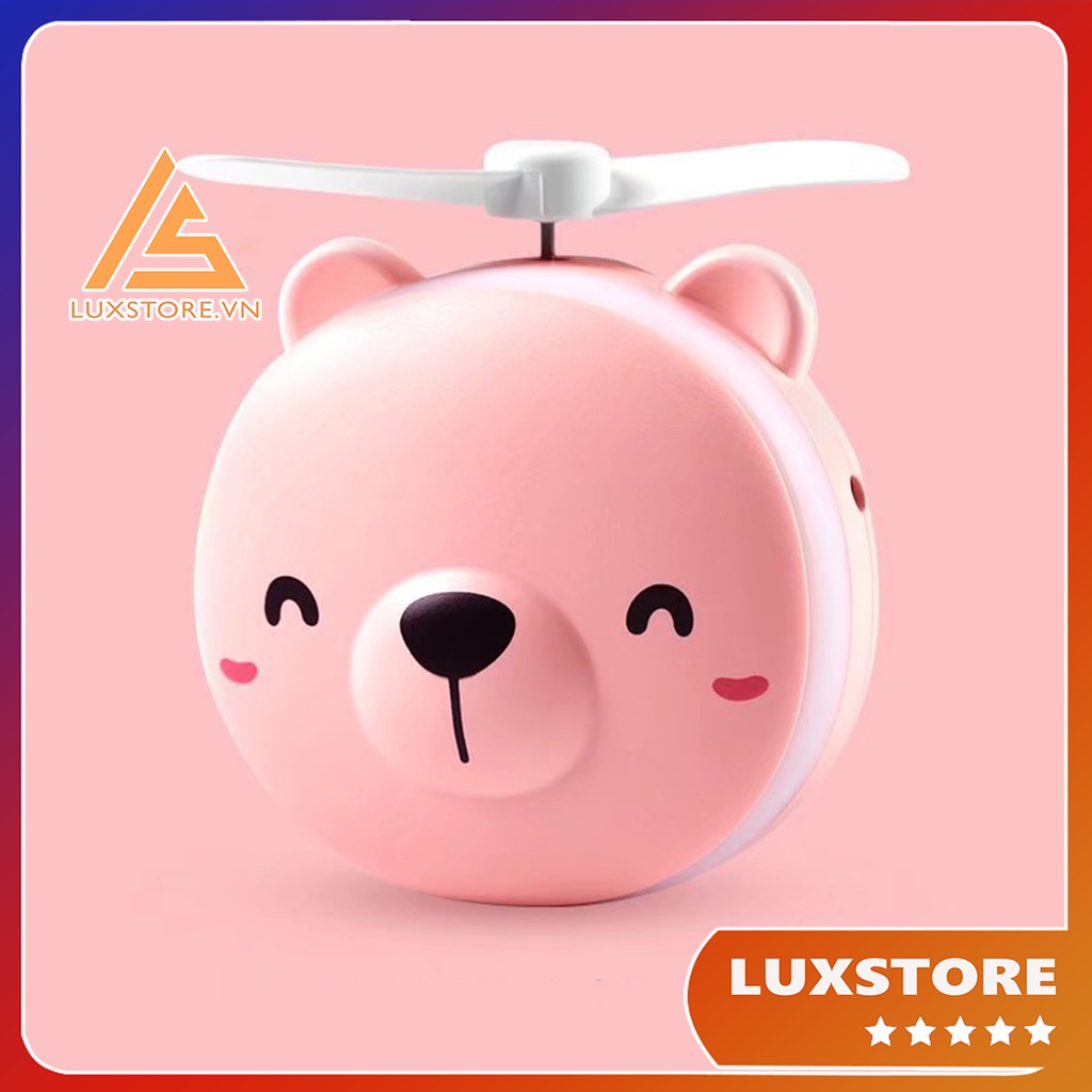 QUẠT MINI HEO HỒNG KIÊM GƯƠNG ĐÈN LED SIÊU XINH – LUXSTORE