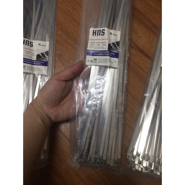 Túi 100 sợi dây rút inox 304 trơn, chịu lực, chịu nhiệt 35cm size 4,6x350mm