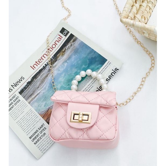 Túi đeo chéo da mềm xịn xò có khóa siêu dễ thương cho bé gái