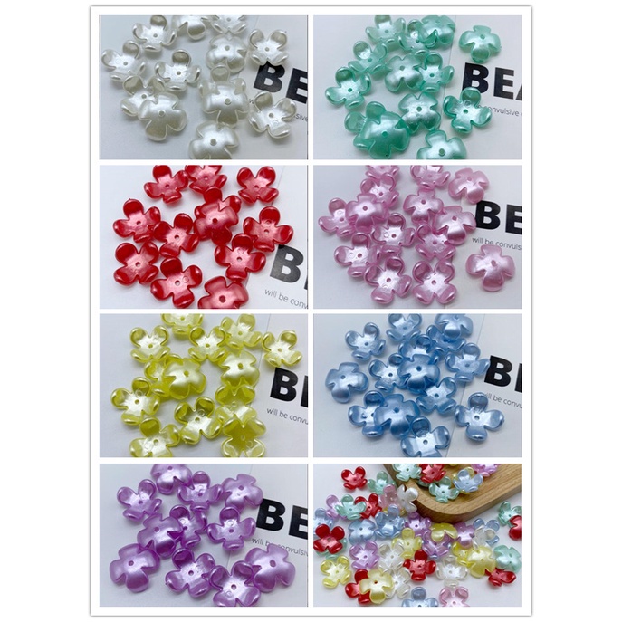 Bộ 50 Hạt Ngọc Trai Giả Hình Hoa Bằng acrylic Dùng Làm Vòng Tay / Vòng cổ / Trang Sức Thủ Công y1715