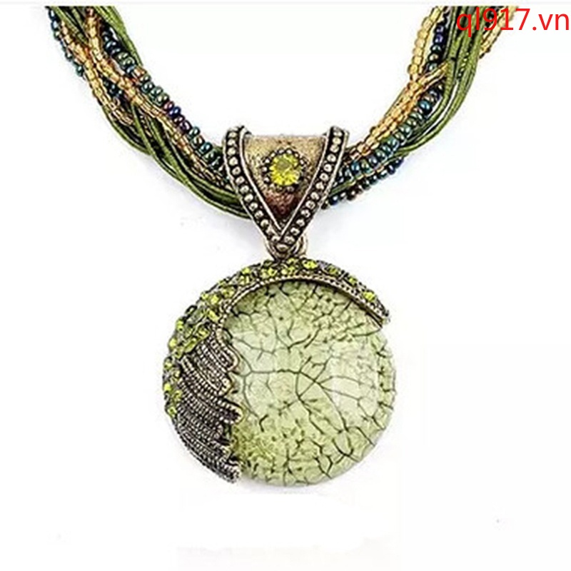 Dây Chuyền Đính Đá Xanh Phong Cách Bohemian