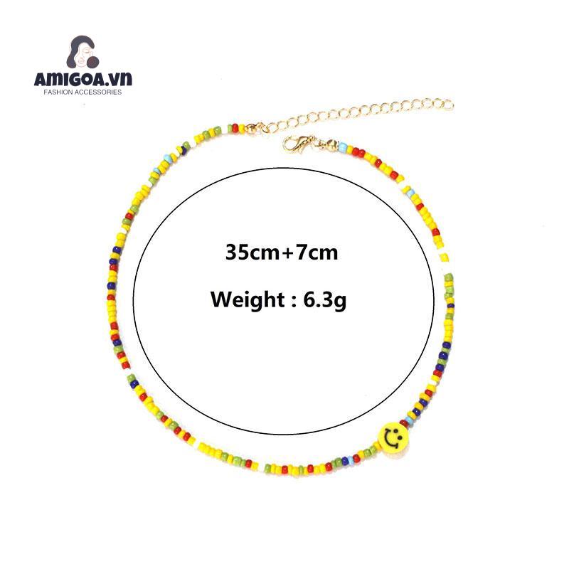 ✨✨Vòng Cổ Đính Hình Mặt Cười Và Hạt Đủ Màu Năng Động