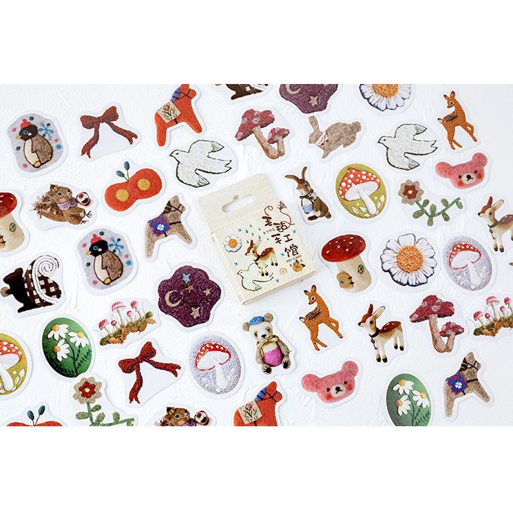 Bộ 46 Sticker Động Vật &amp; Cây Cối Mùa Đông Tuyết Rơi E62
