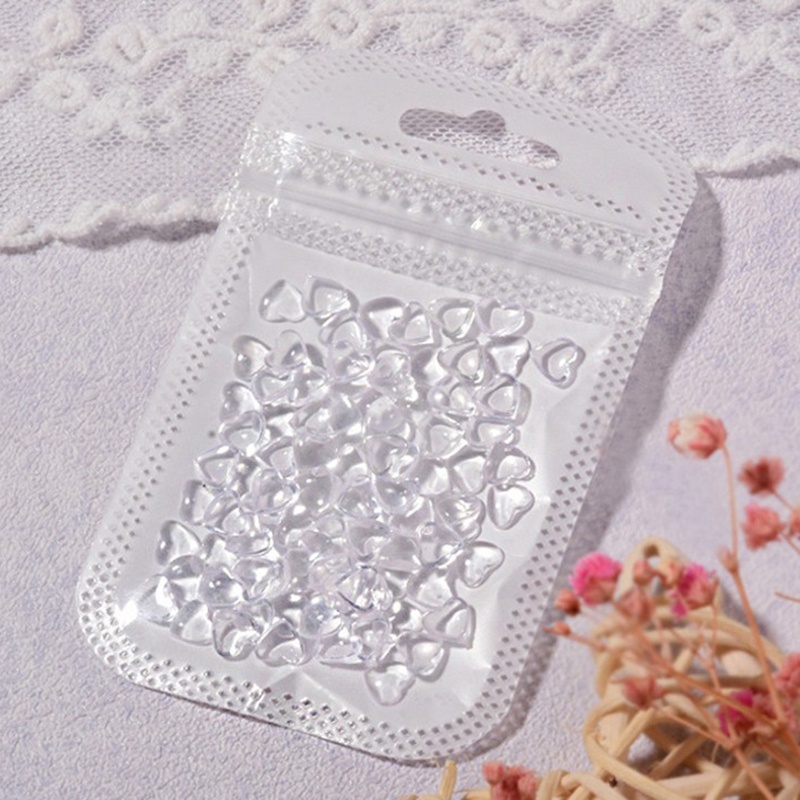 Set 50 / 100 Hạt Pha Lê Hình Trái Tim 3D Trong Suốt Trang Trí Móng Tay DIY Đa Năng