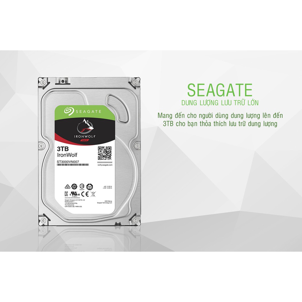 Ổ cứng HDD Seagate Ironwolf 3TB 3.5" chuyên dụng cho Nas và các thiết bị chạy 24/24 | BigBuy360 - bigbuy360.vn