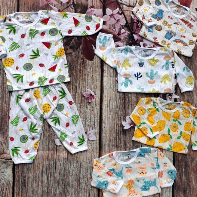 Bộ cotton Giấy Dài tay cho bé trai và bé gái 3-15kg