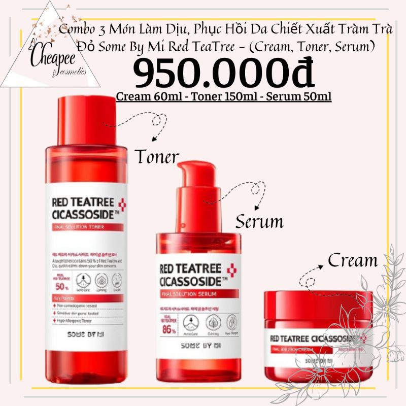 Combo 3 Sản Phẩm Some By Mi Red Tea Tree Cicassoside Final Solution Làm Dịu, Phục Hồi Da Chiết Xuất Tràm Trà Đỏ