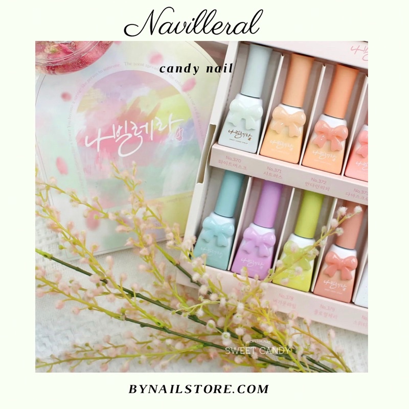 [Candy nail] Bộ sản phẩm sơn gel thạch cao cấp Hàn Quốc Spring collection 2022 Navilleral (10 syrup + 2 glitter)