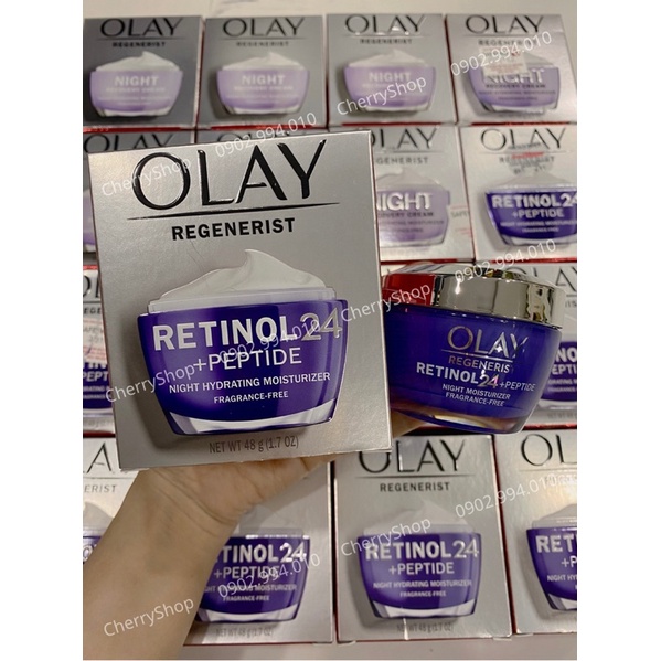 [NEW] Kem trắng sáng và cấp ẩm da Olay Regenerist Retinol 24 + Peptide Night Moisturizer Fragrance-Free (48g)