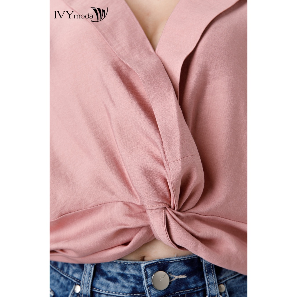 Áo sơ mi nữ xoắn nút IVY moda MS 16M7459