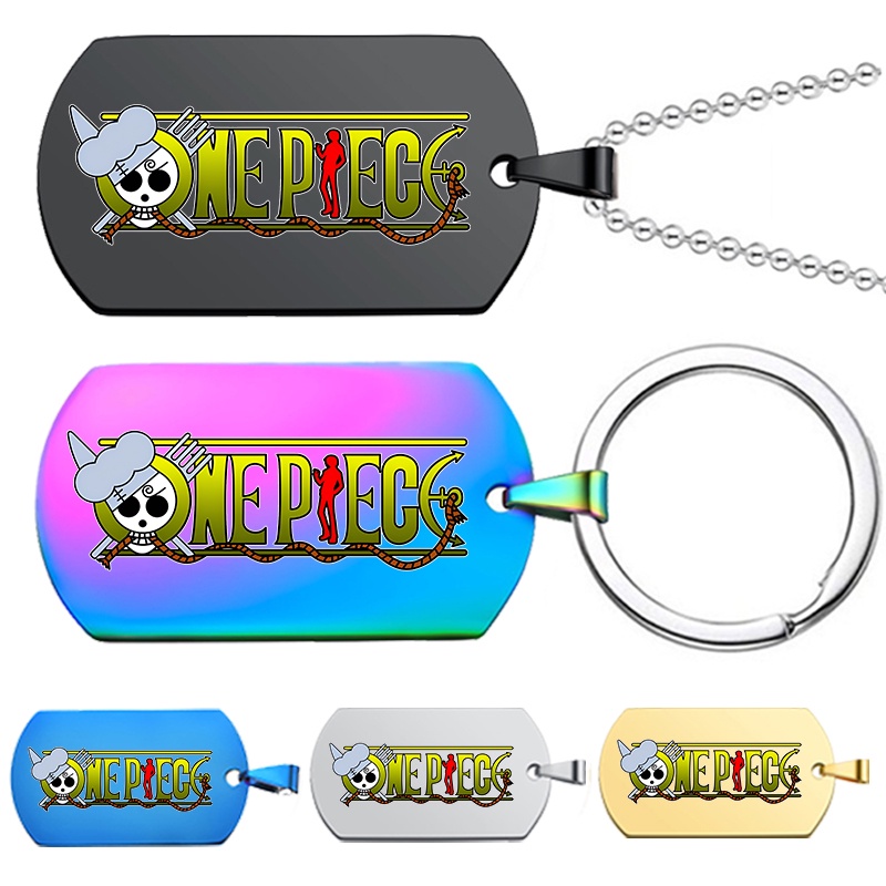 Set 1 Vòng cổ 5 Màu Mặt Hình Logo Sanji Phim One Piece Bằng Thép Không Gỉ Thời Trang