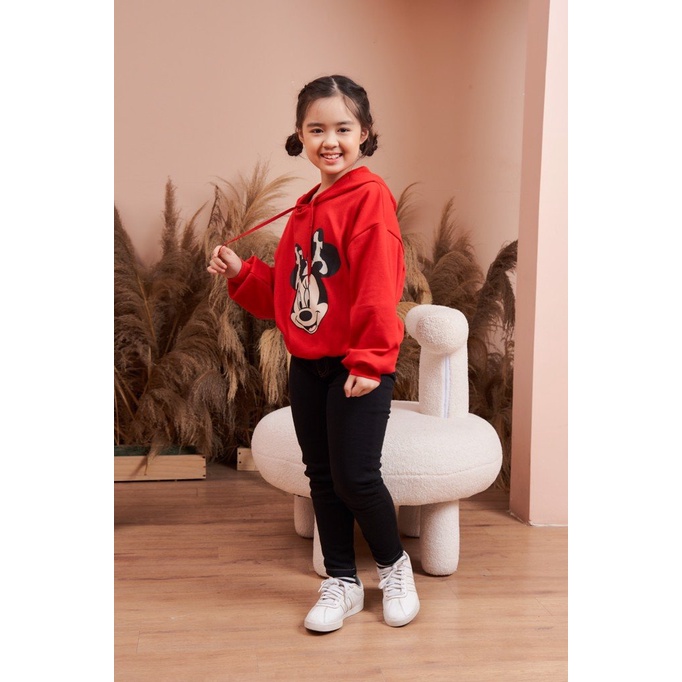 Áo hoodie nỉ bông có mũ in hình chuột Minnie bé gái Rabity mẫu mới 5589