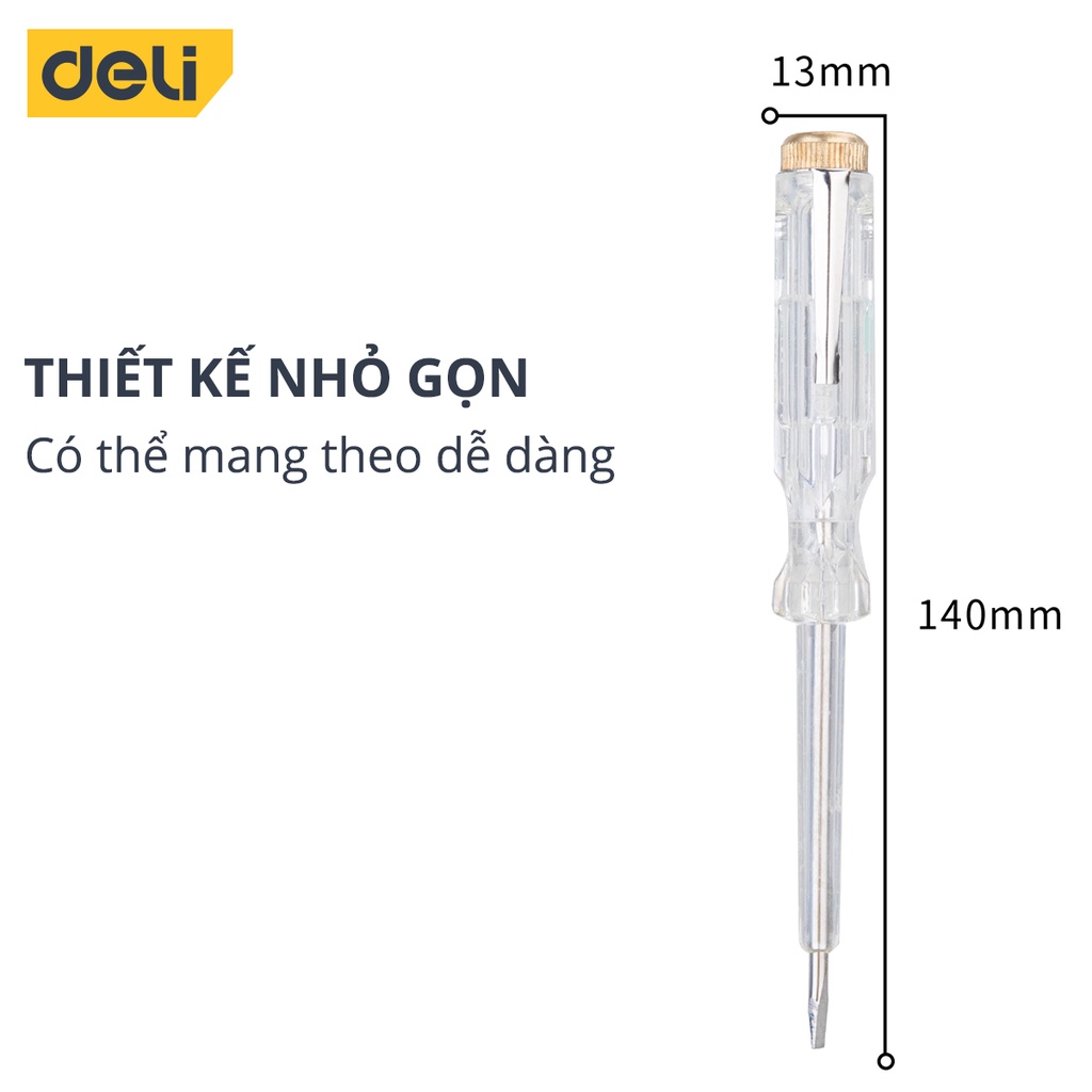 Bút Thử Điện 100-500V Deli Chính Hãng - Nhỏ Gọn, Tiện Lợi, An Toàn Sử Dụng - EDL8001