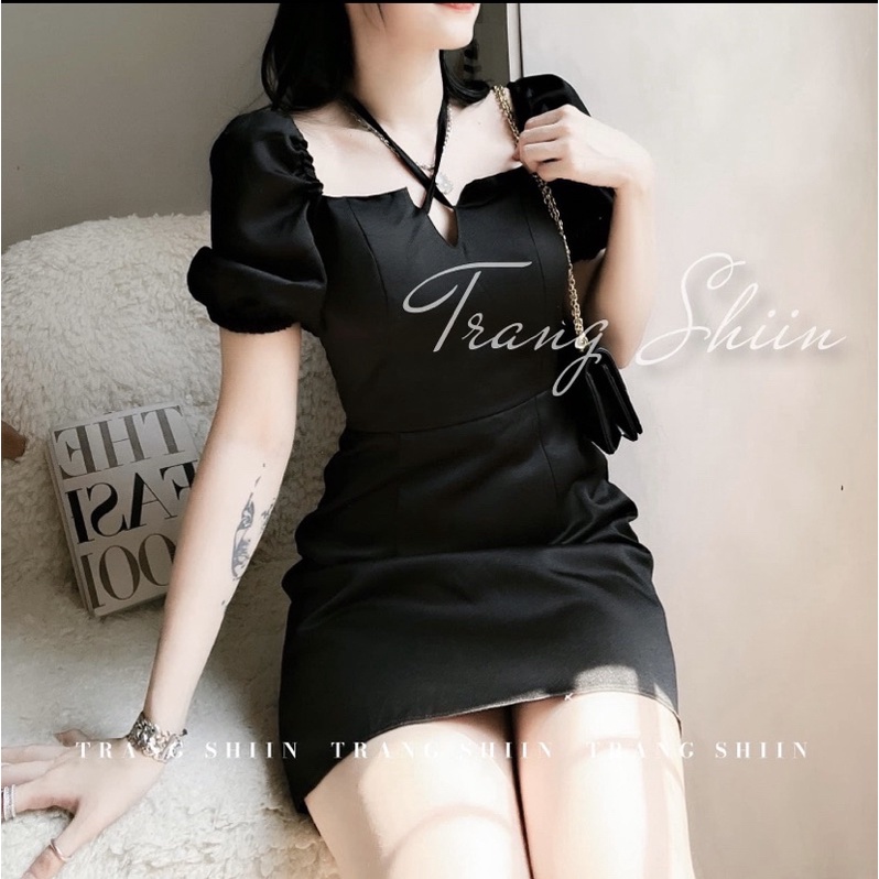 Váy Nữ Tay Bồng Dây Đan Chéo Trước Ngực,Váy 2 dây xuông babydoll cực xinh