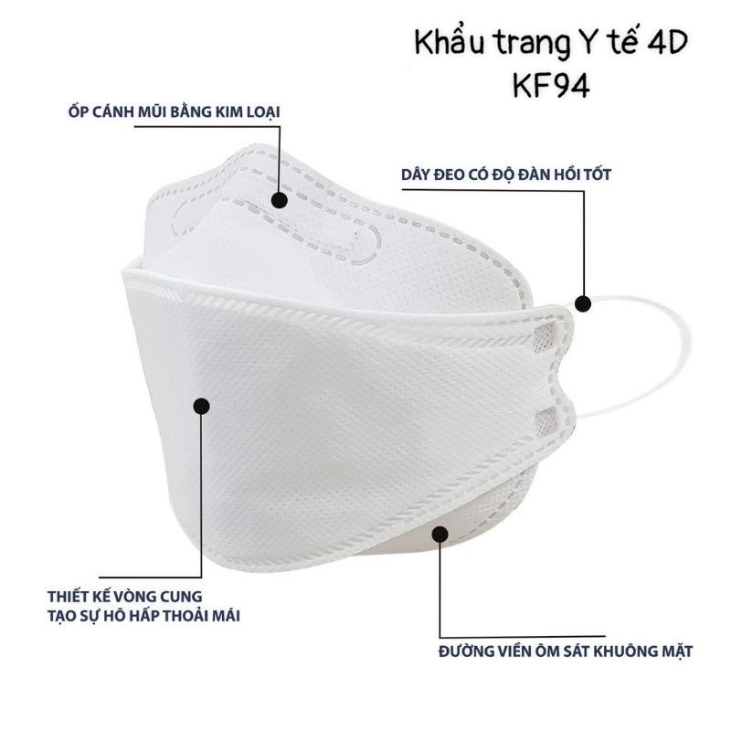 Combo 10, combo 50 cái khẩu trang 4D KF94 chống bụi mịn và kháng khuẩn có giấy chứng nhận an toàn