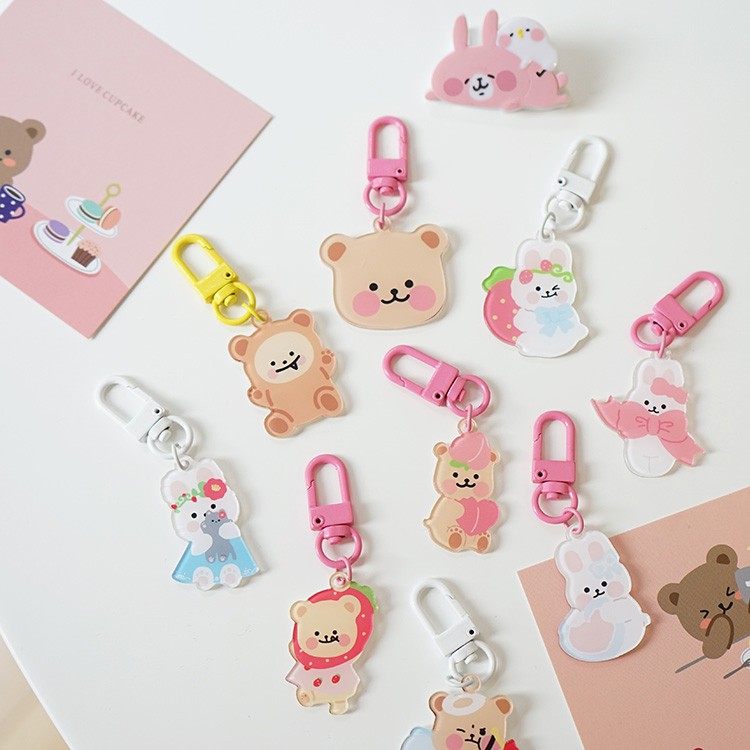 Móc Khóa Keychain, Cài Airpod Nhựa Hình Gấu Dễ Thương Cho Bạn Nữ Quà Tặng