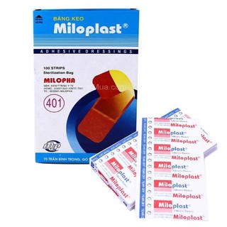 100 miếng] Hộp băng keo cá nhân Miloplast, gạc vết thương, an toàn tiện dụng cho gia đình và các cơ sở y tế