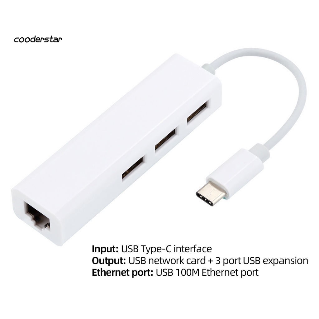 Bộ Chia Cổng Type-C Sang USB 2.0 / RJ45 Ethernet Chất Lượng Cao