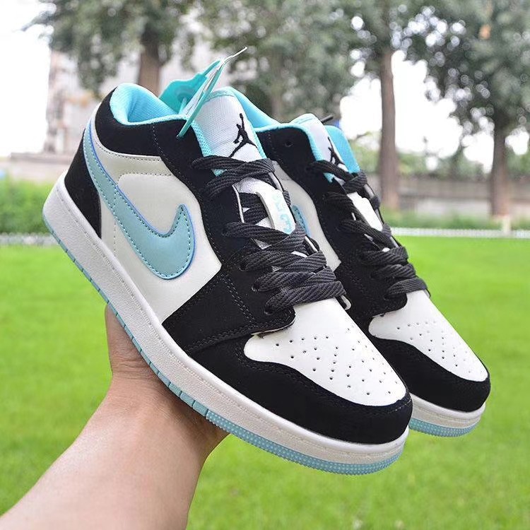 Giày thể thao Air Jordan 1 cổ thấp màu xanh dương/tím/đỏ/xanh lá/đen phong cách năng động cá tính