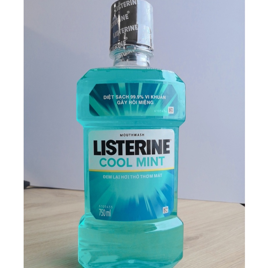 Nước súc miệng Listerine Cool Mint 750ml - nước xúc miệng Listerine màu xanh ngọc 250ml