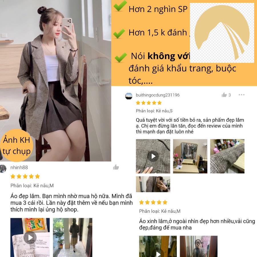 👚👗 ÁO BLAZER DẠ KẺ 2 LỚP, ÁO KHOÁC BLAZER NỮ DÀI TAY PHONG CÁCH HÀN QUỐC CÓ SIZE 👚👗