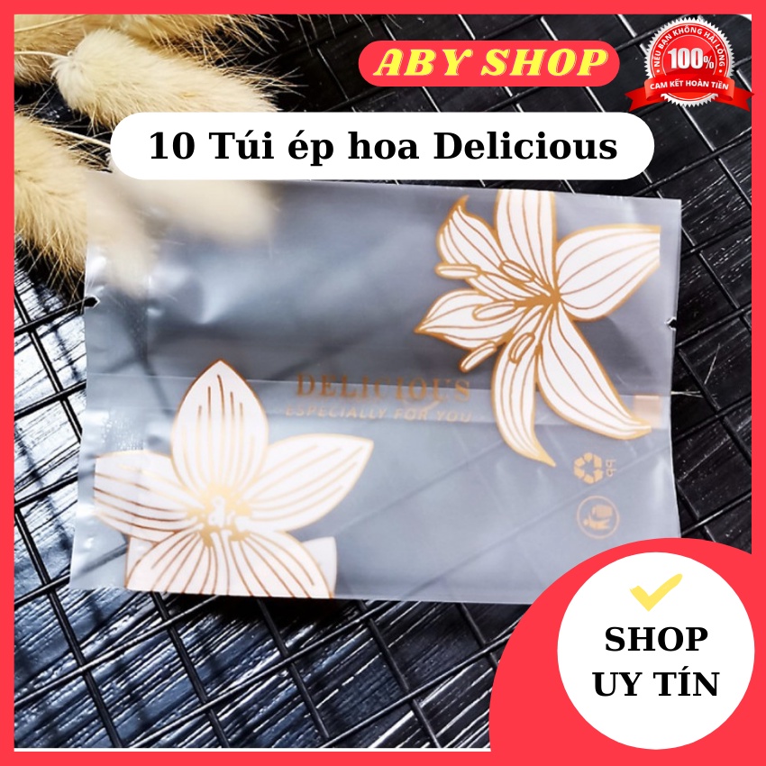 10 Túi ép hoa Delicious ⚡ HÀNG LOẠI 1 ⚡ túi ép bánh 150gr thiết kế đơn giản, đẹp mắt