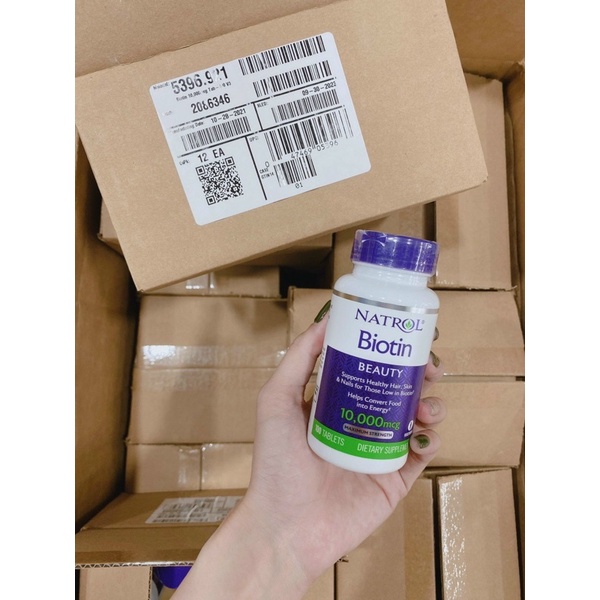 Viên Uống Hỗ Trợ Mọc Tóc Và Chống Rụng Tóc Natrol Biotin 10,000mcg Hộp 100 Viên - Hàng Chính Hãng