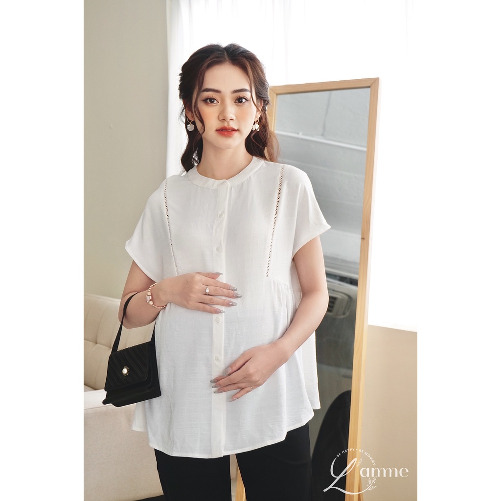 Áo bầu Aiko Shirt chất đũi cao cấp, có mở cúc, thích hợp đi làm thiết kế by LAMME