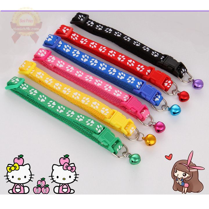 Vòng cổ chó mèo có chuông điều chỉnh độ to | Dây yếm chó mèo cún F775SP1