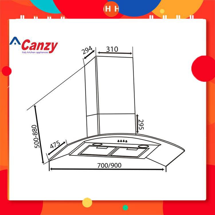 Máy hút mùi bếp kính cong 7 tấc CANZY CZ-70D1 - Hàng chính hãng - Bảo hành 12 tháng 24h